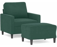 Sofa Krėslas su pakoja, tamsiai žalios spalvos, 60cm, aksomas
