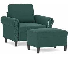 Sofa Krėslas su pakoja, tamsiai žalios spalvos, 60cm, aksomas