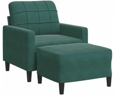 Sofa Krėslas su pakoja, tamsiai žalios spalvos, 60cm, aksomas