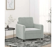 Sofa Krėslas, šviesiai pilkos spalvos, 60cm, aksomas