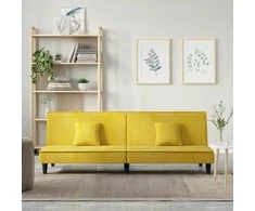 Sofa-lova, geltonos spalvos, aksomas