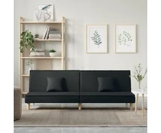 Sofa-lova, juodos spalvos, audinys