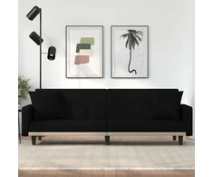 Sofa-lova su pagalvėlėmis, juodos spalvos, audinys