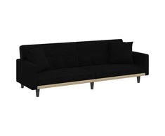 Sofa-lova su pagalvėlėmis, juodos spalvos, audinys