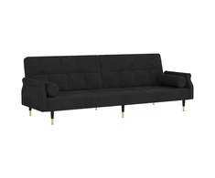 Sofa-lova su pagalvėlėmis, juodos spalvos, aksomas