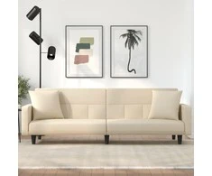 Sofa-lova su pagalvėlėmis, kreminės spalvos, audinys