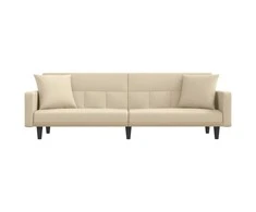 Sofa-lova su pagalvėlėmis, kreminės spalvos, audinys