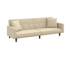 Sofa-lova su pagalvėlėmis, kreminės spalvos, audinys