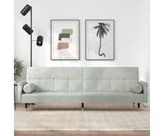 Sofa-lova su pagalvėlėmis, šviesiai pilkos spalvos, aksomas