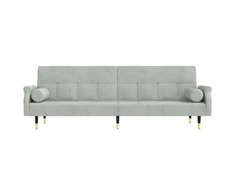 Sofa-lova su pagalvėlėmis, šviesiai pilkos spalvos, aksomas