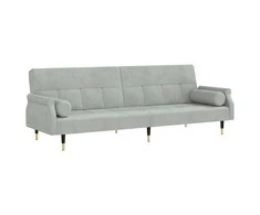 Sofa-lova su pagalvėlėmis, šviesiai pilkos spalvos, aksomas