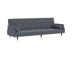 Sofa-lova su pagalvėlėmis, tamsiai pilkos spalvos, aksomas
