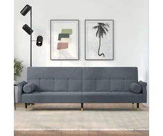 Sofa-lova su pagalvėlėmis, tamsiai pilkos spalvos, aksomas