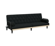 Sofa-lova su porankiais, juodos spalvos, audinys