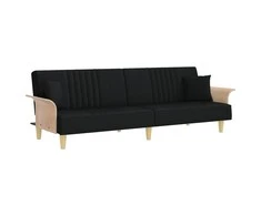 Sofa-lova su porankiais, juodos spalvos, audinys