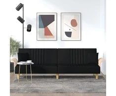 Sofa-lova su porankiais, juodos spalvos, audinys