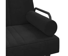 Sofa-lova su porankiais, juodos spalvos, aksomas