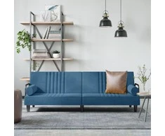 Sofa-lova su porankiais, mėlynos spalvos, aksomas