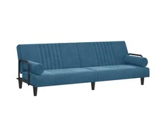 Sofa-lova su porankiais, mėlynos spalvos, aksomas