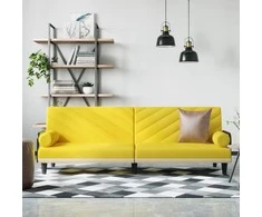 Sofa-lova su porankiais, šviesiai geltonos spalvos, audinys