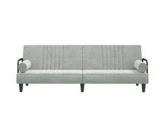 Sofa-lova su porankiais, šviesiai pilkos spalvos, aksomas