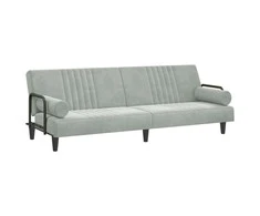 Sofa-lova su porankiais, šviesiai pilkos spalvos, aksomas