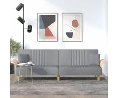 Sofa-lova su porankiais, šviesiai pilkos spalvos, audinys