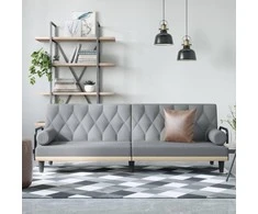 Sofa-lova su porankiais, šviesiai pilkos spalvos, audinys