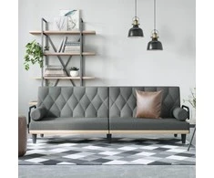 Sofa-lova su porankiais, tamsiai pilkos spalvos, audinys