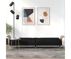 Sofa-lova su puodelių laikikliais, juodos spalvos, aksomas