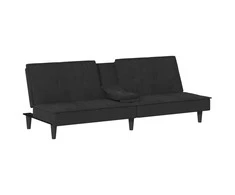 Sofa-lova su puodelių laikikliais, juodos spalvos, aksomas