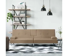 Sofa-lova su puodelių laikikliais, kapučino, dirbtinė oda