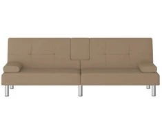 Sofa-lova su puodelių laikikliais, kapučino, dirbtinė oda