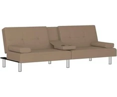 Sofa-lova su puodelių laikikliais, kapučino, dirbtinė oda