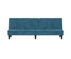 Sofa-lova su puodelių laikikliais, mėlynos spalvos, aksomas