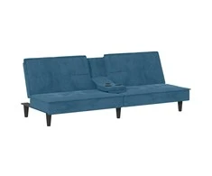 Sofa-lova su puodelių laikikliais, mėlynos spalvos, aksomas