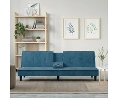 Sofa-lova su puodelių laikikliais, mėlynos spalvos, aksomas