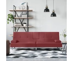 Sofa-lova su puodelių laikikliais, raudonojo vyno, dirbtinė oda