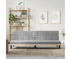 Sofa-lova su puodelių laikikliais, šviesiai pilka, audinys
