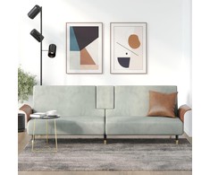 Sofa-lova su puodelių laikikliais, šviesiai pilka, aksomas