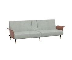 Sofa-lova su puodelių laikikliais, šviesiai pilka, aksomas
