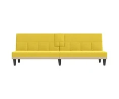 Sofa-lova su puodelių laikikliais, šviesiai geltona, audinys