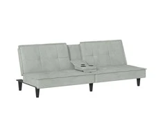 Sofa-lova su puodelių laikikliais, šviesiai pilka, aksomas