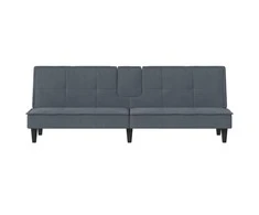 Sofa-lova su puodelių laikikliais, tamsiai pilka, aksomas