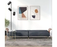 Sofa-lova su puodelių laikikliais, tamsiai pilka, aksomas