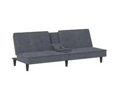 Sofa-lova su puodelių laikikliais, tamsiai pilka, aksomas