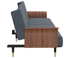 Sofa-lova su puodelių laikikliais, tamsiai pilka, aksomas