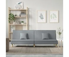 Sofa-lova, šviesiai pilkos spalvos, audinys
