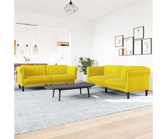 Sofa Sofos komplektas, 2 dalių, geltonos spalvos, aksomas