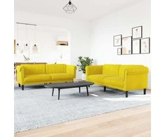 Sofa Sofos komplektas, 2 dalių, geltonos spalvos, aksomas